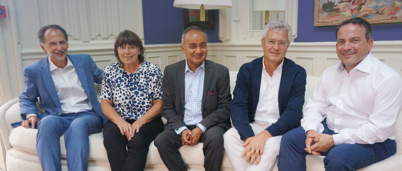 Focal therapy doctors sitting on sofa: Marc Laniado, Clare Allen, Raj Nigam, Alan Doherty, Tim Dudderidge